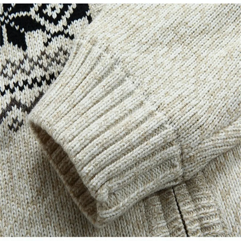 Wool Man Sweater Hooded Winter Cardigan  Winter Thicken Fleece  Overcoat Casual New Fashion Cotton Red Mens Winter Jacket.