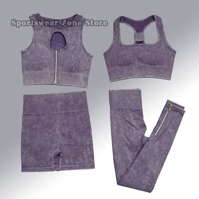 Yoga Suit High Waist Leggings Running Training Tights Sports Outfits Long Sleeve Crop Top Bra Seamless Fitenss Set Fitness Wear