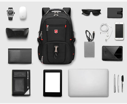 Wasserdichte 20-Zoll-Laptop-Rucksäcke USB-Lade Schultasche Diebstahlsicherer Herren-Rucksack Reiserucksack Männlicher Mochila Hohe Kapazität.