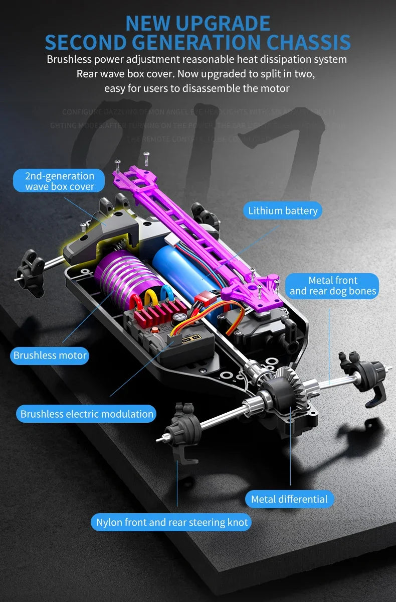 16307PRO 1:16 70KM/H Brushless Remote Control Car High Speed Drift Racing Car Four Wheel Drive Off Road Vehicle Boys Toy Gift