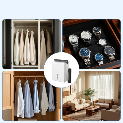 Dehumidifier 2000 ml for Bedroom, Double Hold Design, Drying Mode, Sleep Mode 30 dB, Intelligent Auto Defrost Function 24h Timer.