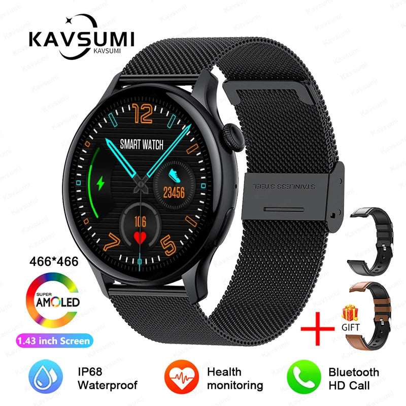 2025 NFC Smart Watch Amoled HD GPS Track Sports Heart Rate Bluetooth Call Waterproof Ladies Women Smartwatch For Huawei Xiaomi