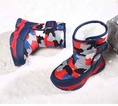 2025 Winter Children Shoes Plush Waterproof Fabric Non-Slip Girl Shoes Rubber Sole Snow Boots Fashion Warm Outdoor Boots