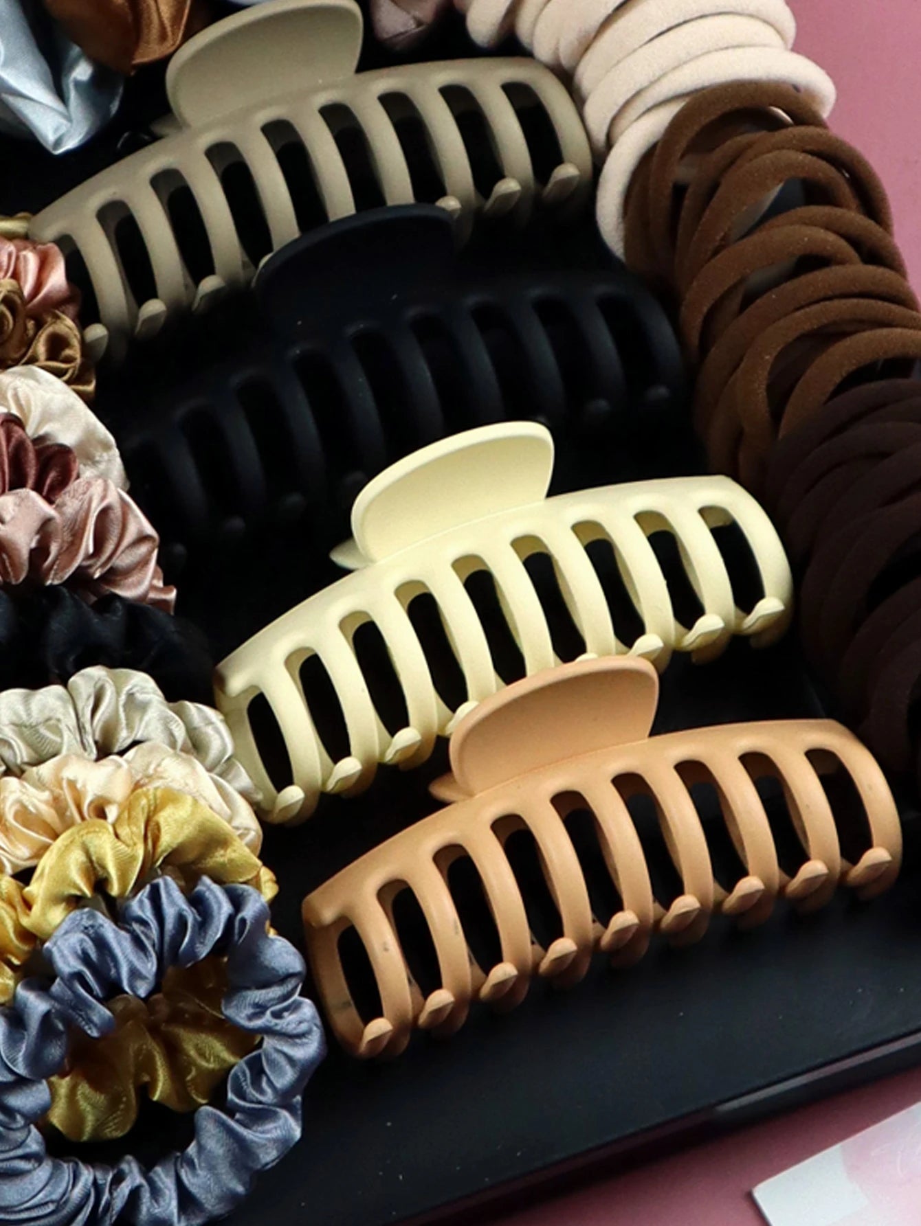 Brown Hair Accessories for Woman Set Ponytail Holders Variety Hair Clips Hair Scrunchies HairBands Scrunchy HairTies.