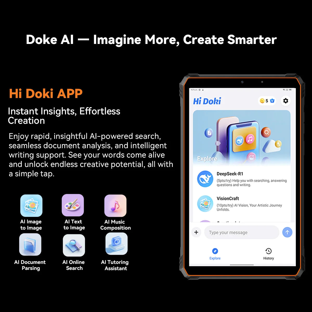 Blackview Active 5 [No EU Charger] 24(8+16)GB+128GB 8.68'' IPS Rugged Tablet 6600mAh Tablet Android 15 90Hz Doke AI 16MP+13MP NFC Fingerprint.