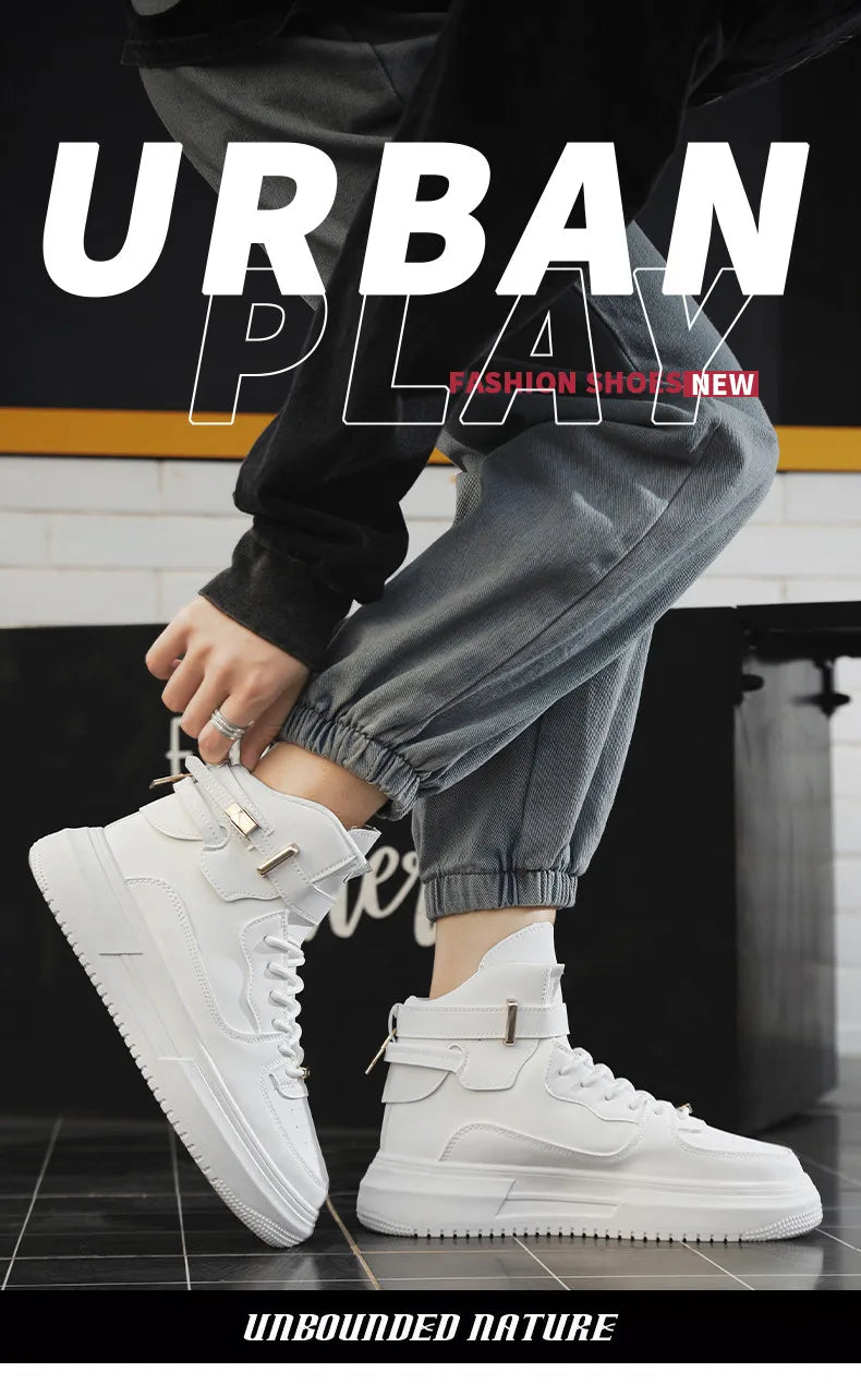 Hot Fashion Brown Sneakers Men 2024 Designer Men High Top Shoes Comfortable Platform Shoes Men Casual Mens Skateboard Sneakers.