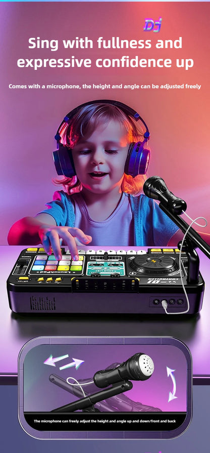 Multifunctional DJ Mixer Children Simulation DJ Controller Live Sound Card Music Player Whac A Mole Game Toys Kids Birthday Gift.