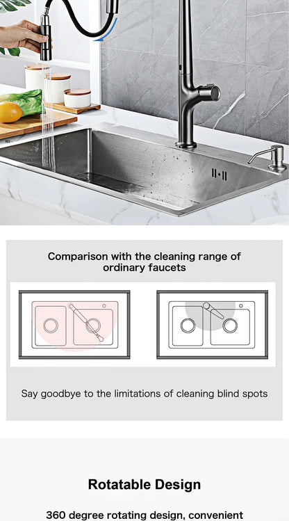 Modern style gun gray pull-out kitchen faucet with 1 handle for hot&cold water intelligent sensing and 2 functions for sink Tap