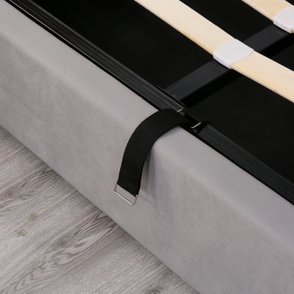 Fangange gepolstertes ohrenförmiges Bett, komplettes/Queensize-/King-/Doppelbett, hydraulisches Funktionsbett mit Lattenrost und Stauraum, Samt