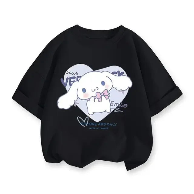 2024 New Summer COTTON T shirt Girls Boys Cinnamoroll T shirt Cartoon Print Kids T-Shirts Children Girls Tops Clothes