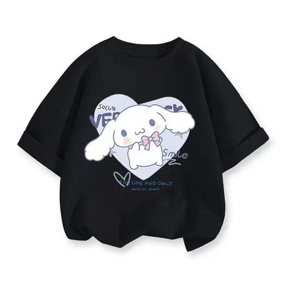 2024 New Summer COTTON T shirt Girls Boys Cinnamoroll T shirt Cartoon Print Kids T-Shirts Children Girls Tops Clothes
