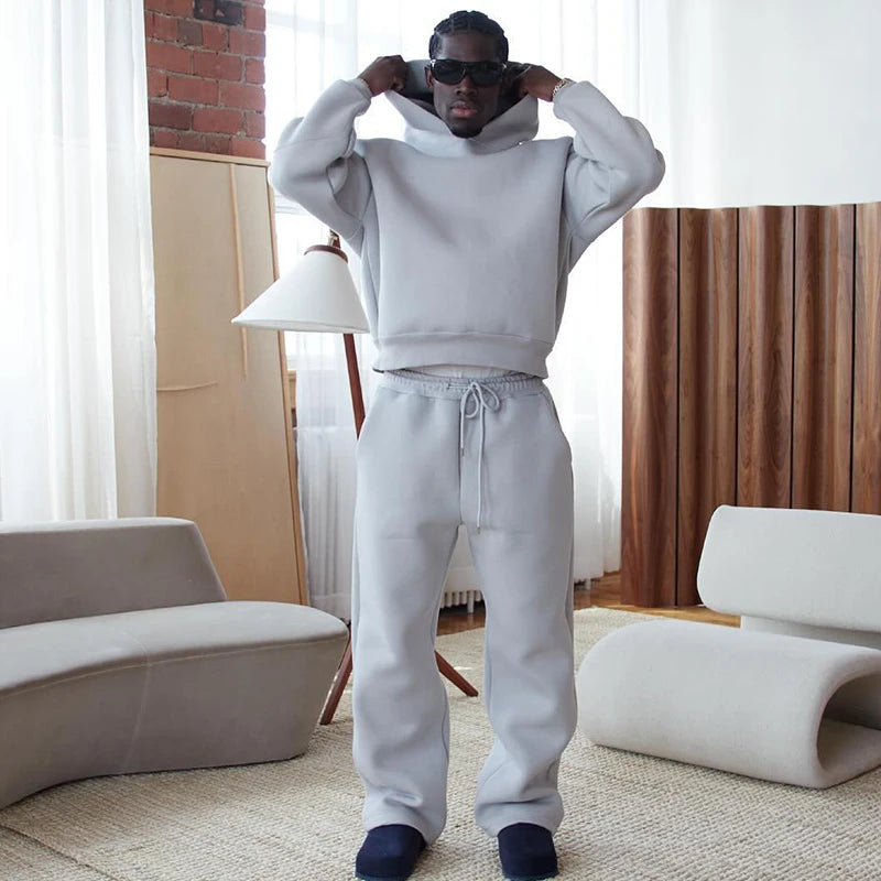 High Street Gothic Einfarbig Sweatshirt Anzug Punk Harajuku Vintage Hip Hop Rock Tasche Casual Streetwear Y2K männer Jogginghose.