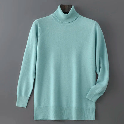 2025 Autumn/Winter High Collar Men's 100% Pure Wool Stylish Youth Loose Knitted Outerwear Flip Collar Casual Base Men's Sweaters