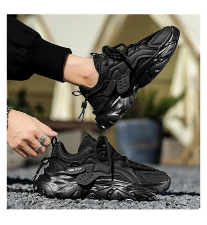 Men Sneakers Mesh Men Shoes PU Leather Platform Casual Sneakers Increased Vulcanized Shoes Light Running Shoes Tenis Masculino.
