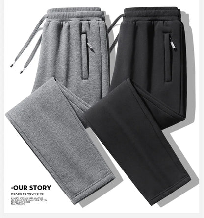Winter Men's Cotton Fleece-Lined Sweatpant Men Plush Thick Lambswool Thermal Drawstring Trousers Casual Comfortable Sports Pants.