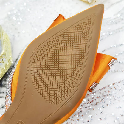 New Arrival Elegant African Party High-heeled Shoes Chain Decoration Trendy Women's Sandals Nigerian Women Wedding Pumps.