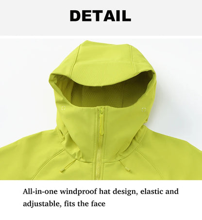 JNLN Men Women Waterproof Soft Shell Jacket Windproof Warm Fleece Rain Coat Unisex Hiking Climbing Trekking Outdoor Windbreaker.