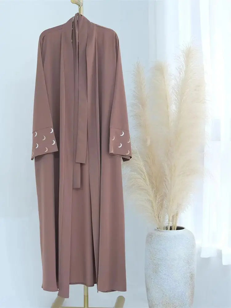 Ramadan Moon Embroidered Abaya Kimono Damen Dubai Luxury 2025 Islam Muslim Kaftan Modest Dress Kebaya Caftan Abayas For Women.