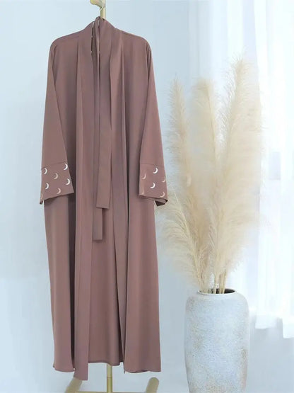 Ramadan Moon Embroidered Abaya Kimono Damen Dubai Luxury 2025 Islam Muslim Kaftan Modest Dress Kebaya Caftan Abayas For Women.