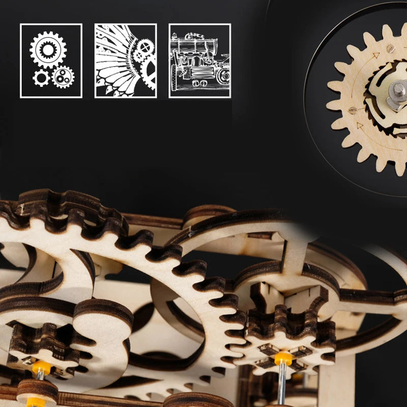 3d Wooden Puzzle Marble Runs Mechanical Puzzles Self Assembly Toy STEAM Educational Toys Model Building Kits for Kids Adult Gift.