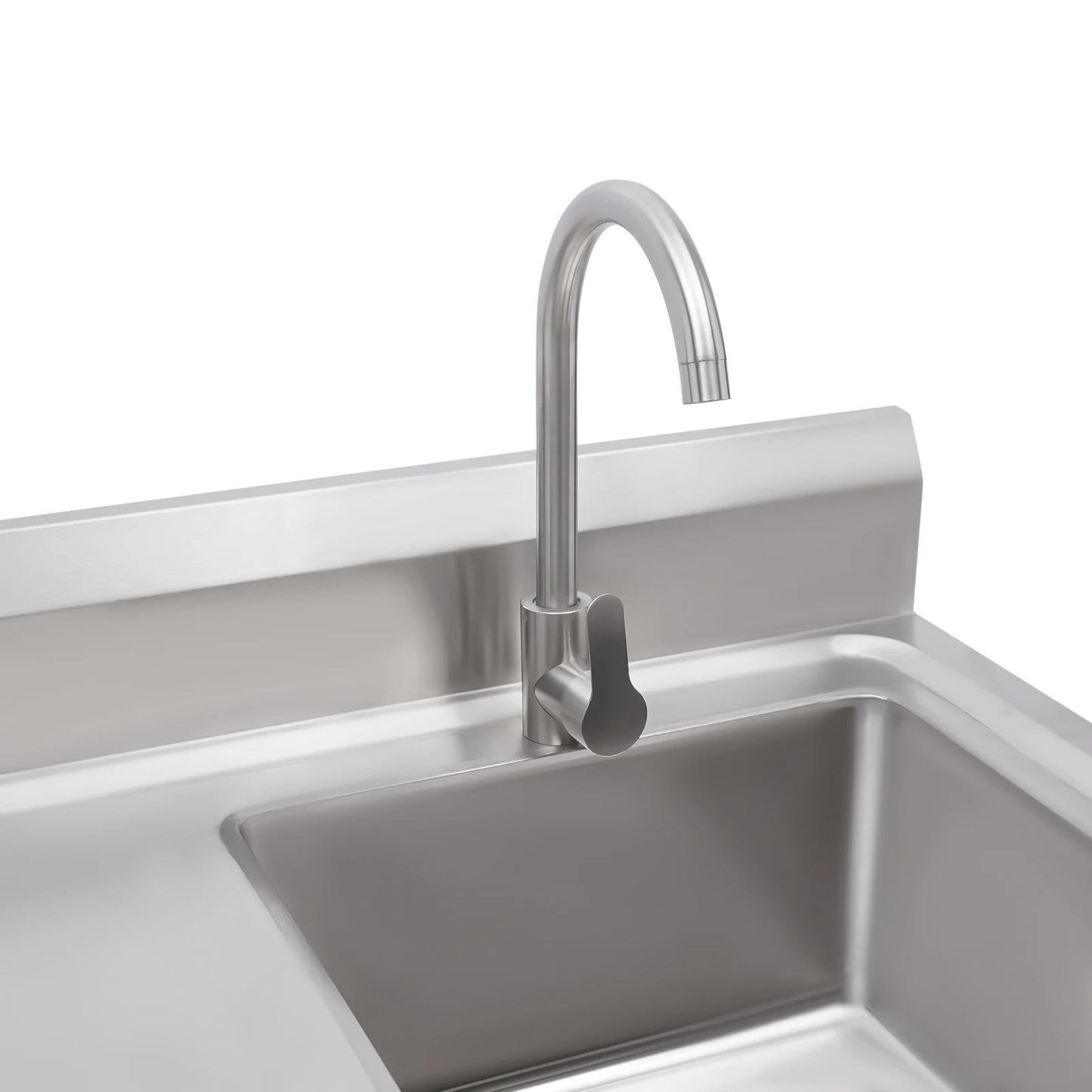 Küchenspüle mit 201 Stauraum, Edelstahlspüle mit Waschbecken, 100 x 60 x 93 cm, freistehendes kommerzielles Küchenspüle aus Edelstahl