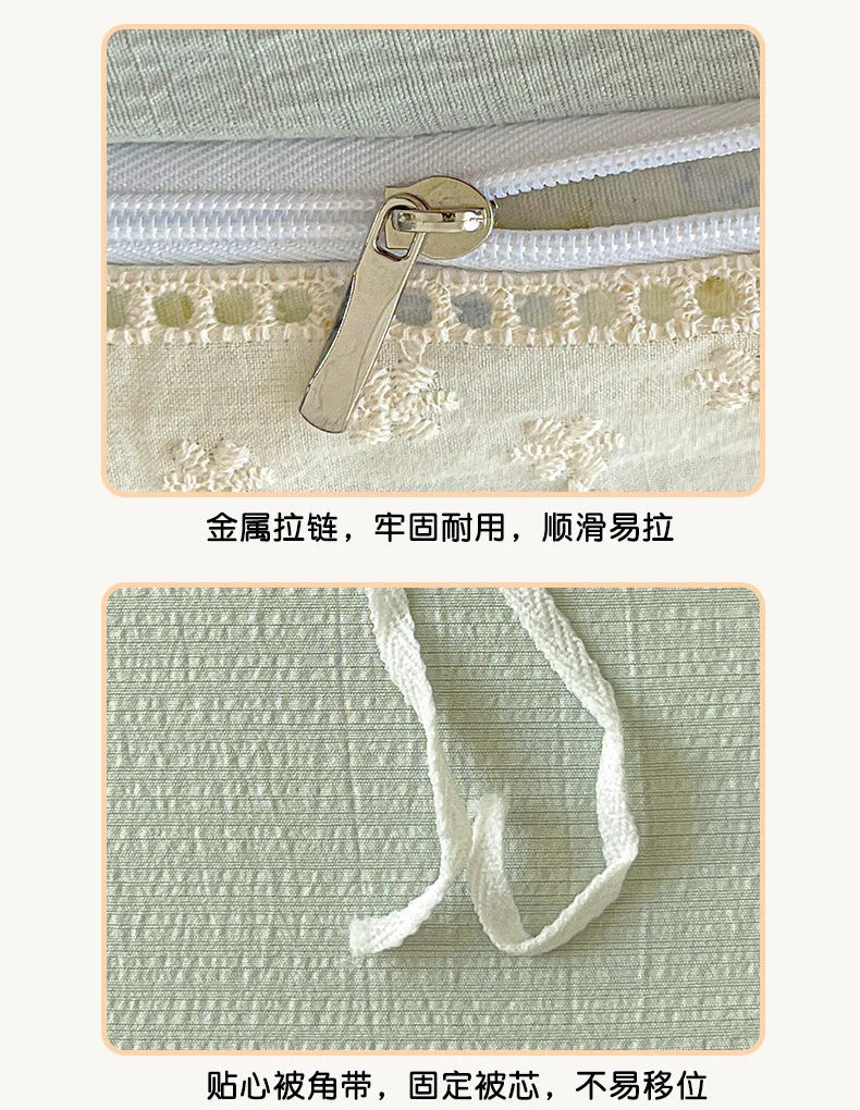 2025 new small fresh printing French lace lace double four-piece set bedding wrinkled yarn student three-piece set.