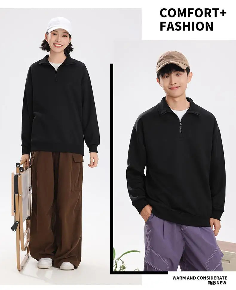 XH-528 2025 Autumn New Regular Fit Lightweight 360gsm Thermal Fabric Half Zip Sweatshirts Men Pullovers.