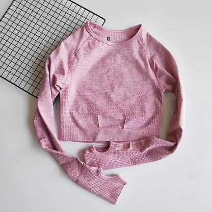 Women Seamless Yoga Shirts Crop Top Long Sleeves Shirts for Women Yoga Sports Fitness Gym Clothing Workout Tops Sports Shirts.