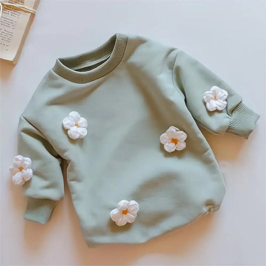 2024 Frühling Baby Kleidung Blumen Sweatshirt Stram pler Baby Mädchen Jungen Langarm Bodysuit Kleidung Neugeborene 0-12 Monate 24m Overall.