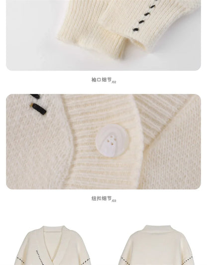 Women's Sweater Coat In Autumn and Winter V-neck Sweaters Jacket To Keep Warm and Loose Wild Academic Style Chic Cardigan.