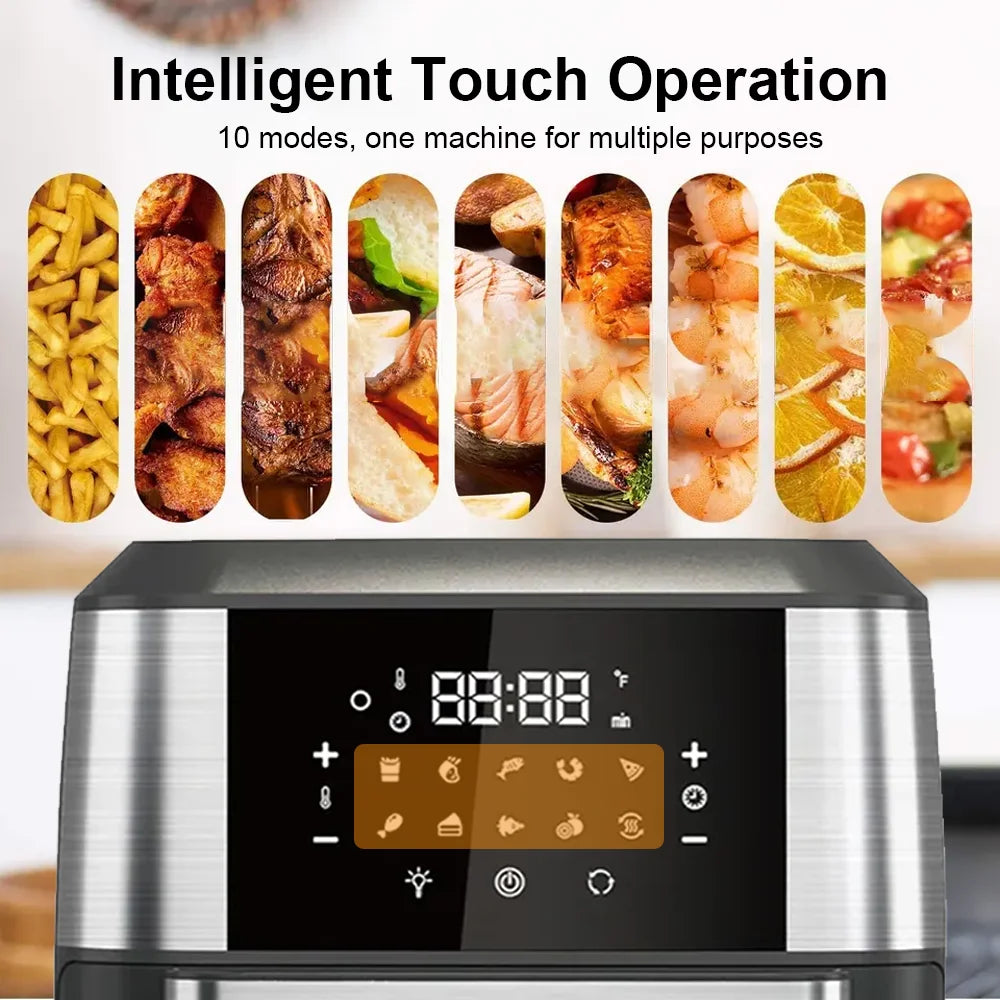 4/5/6/7/10/12L Electric Air Fryers Oil-free Automatic Household Kitchen 360°Baking Convection Oven Deep Fryer without Oil.