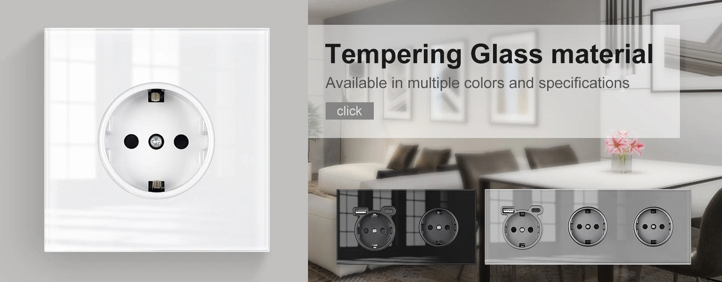 SRAN Smart Switch mit Wandsteckdose 16A EU, Tuya Smart Life Home Touch Sensor WiFi Lichtschalter Weiß.