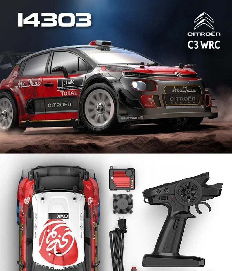 1/14 MJX 14303 Rc Drift Car 2.4G High Speed Drift Rally Truck Hyper Go Brushless 4WD Off-Road RC Cars for Adults for Kids Toys.