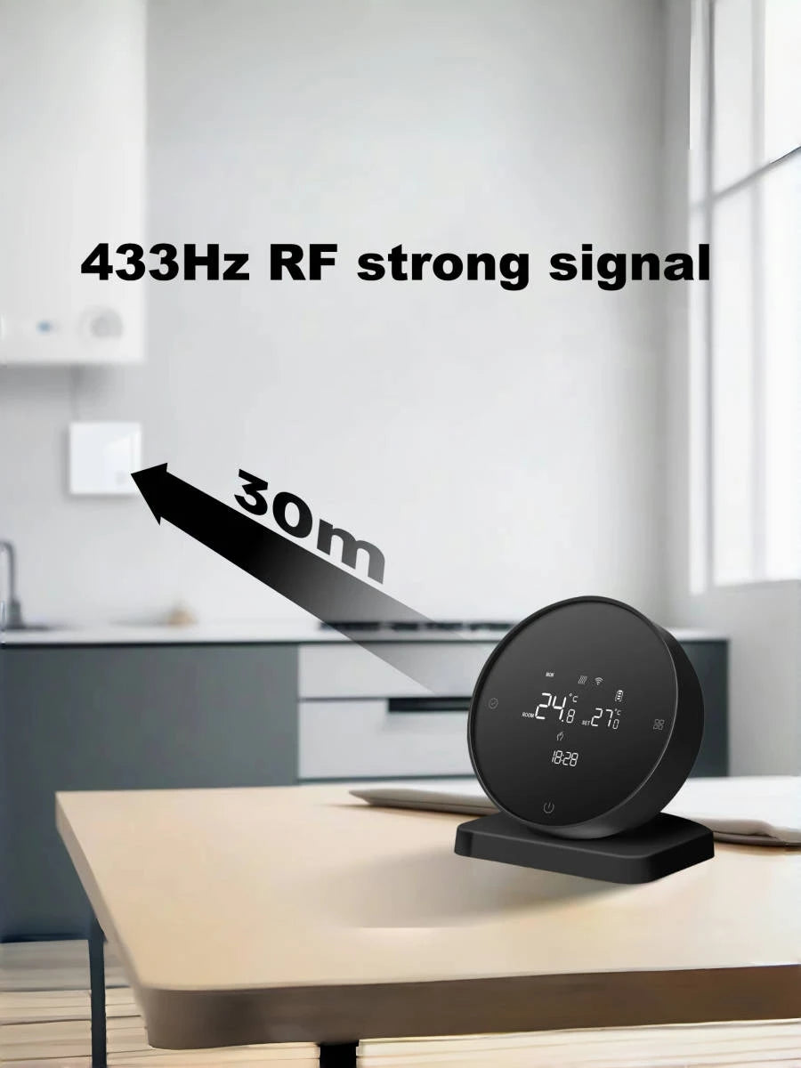 RKHK Tuya WiFi Smart Thermostat，RF Wireless Receiver Temperature Controller，For Water Gas Boiler Support Alexa and Google Home.