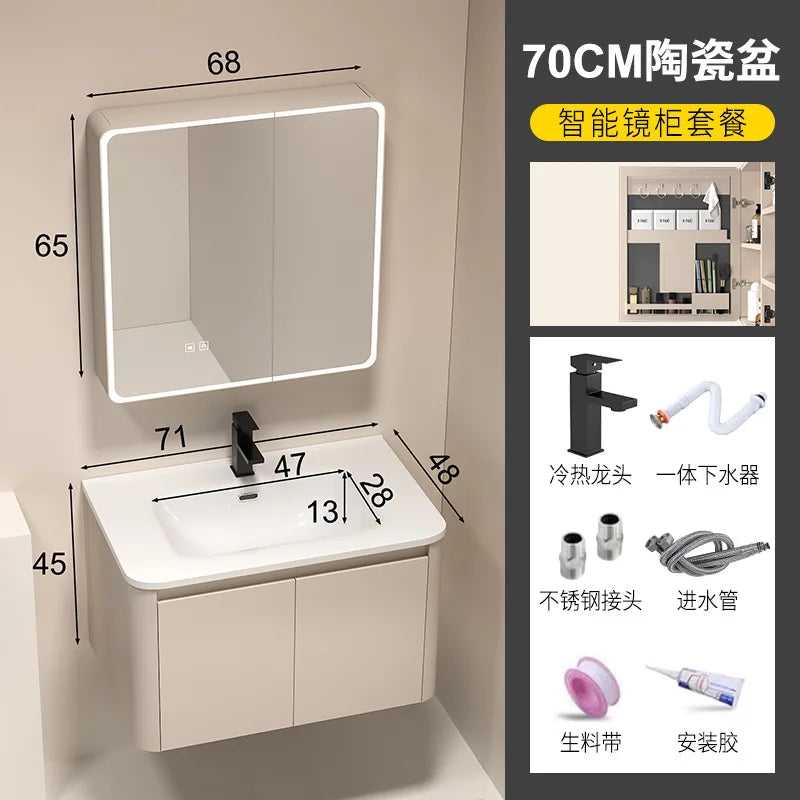 Moderner intelligenter Badezimmerschrank, Wabenstruktur, Aluminium, WC, Waschbecken, Schrank, Kombination, integriertes Keramikwaschbecken, Waschtisch