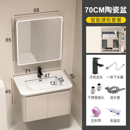 Moderner intelligenter Badezimmerschrank, Wabenstruktur, Aluminium, WC, Waschbecken, Schrank, Kombination, integriertes Keramikwaschbecken, Waschtisch