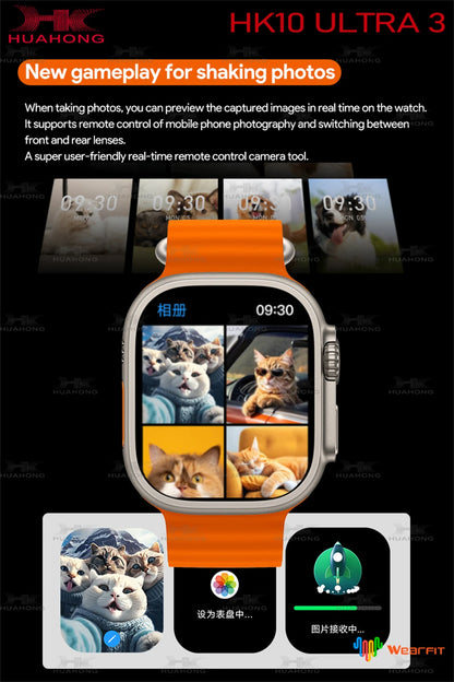 2025 New 49mm HK10 ULTRA 3 Smartwatch HD AMOLED 4G ROM Bluetooth Call Network Chat Robot Clock NFC Compass Smart Watch Men Women.