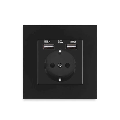 EU-Wand USB-Steckdose, 5V 2,1 A Steckdose, 86mm * 86mm 16a Dual-USB-Anschluss iOS Android-Telefon Ladeans chluss Steckdose.