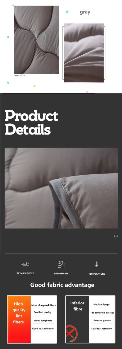 Grey thick quilted winter hotel style quilt Comforter Queen King soft winter quilt very warm220x240Quilts  - et.