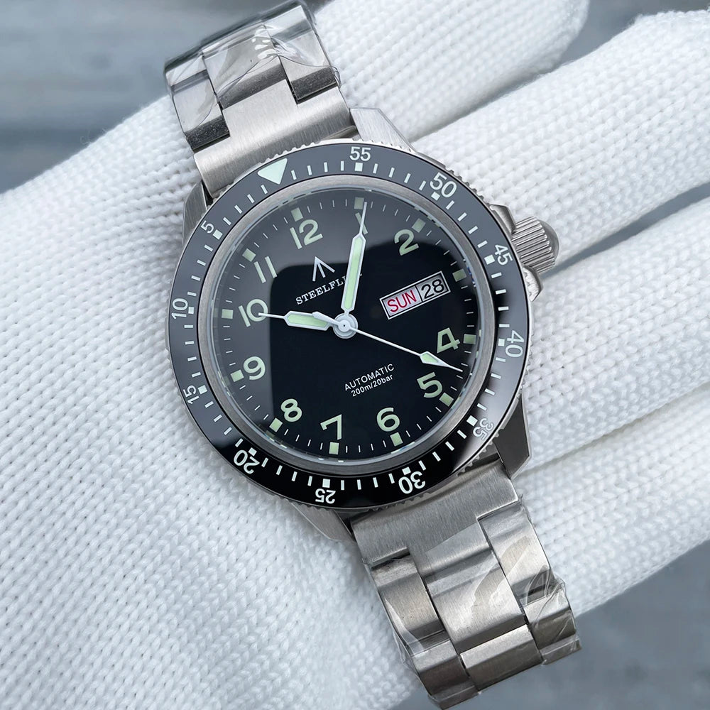 STEELFLIER Official SF787 Dive Luxury Wristwatches Double Calendar NH36 Movement Super Luminous 200M Waterproof Mechanical Watch.