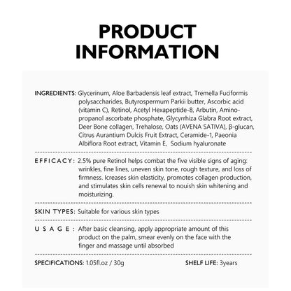 1/2/3/5PCS Retinol Facial Cream Anti-aging Removal Wrinkle Fine Lines Repair Skin Barrier Whitening Brightening Moisturizing.