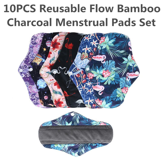 10pc Reusable Menstrual Panties Pads Monthly Period Gaskets Women's Washable Sanitary Napkin Lady Menstrual underwear Cloth Pads.