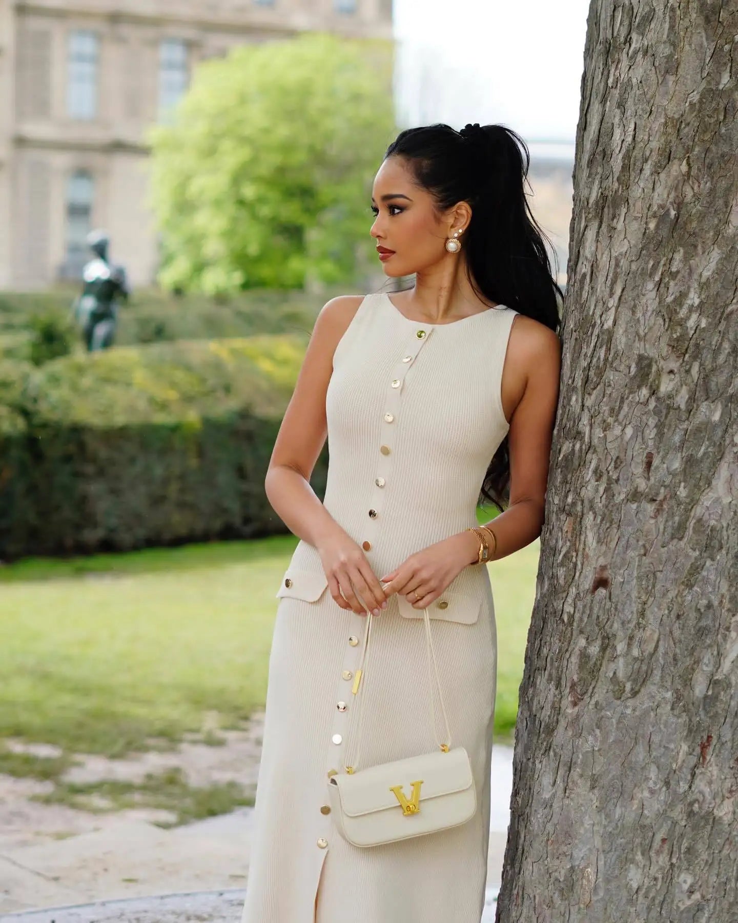 Tossy Strick-Maxikleid mit gerippter Strickjacke, weiblich, hohe Taille, schlanke Tasche, ärmellos, elegantes Partykleid, Damen-Strickwaren, langes Kleid