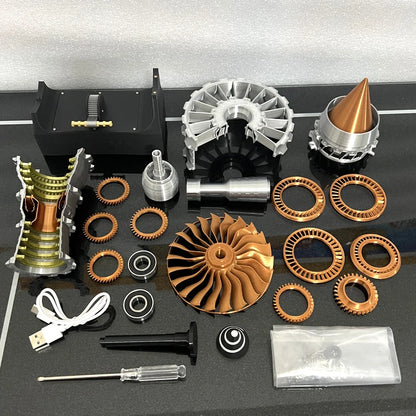 TR900 Aviation Turbofan Engine Model DIY Model Kit 27CM Electric Turbofan Engine Assembly Toy Kit.