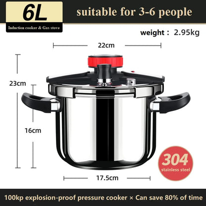 5L/6L Gas Stove Thickened Pressure Cooker Multifunctional Pressure-Limited Explosion-proof  Stainless Steel Kitchen Pressure Pot.