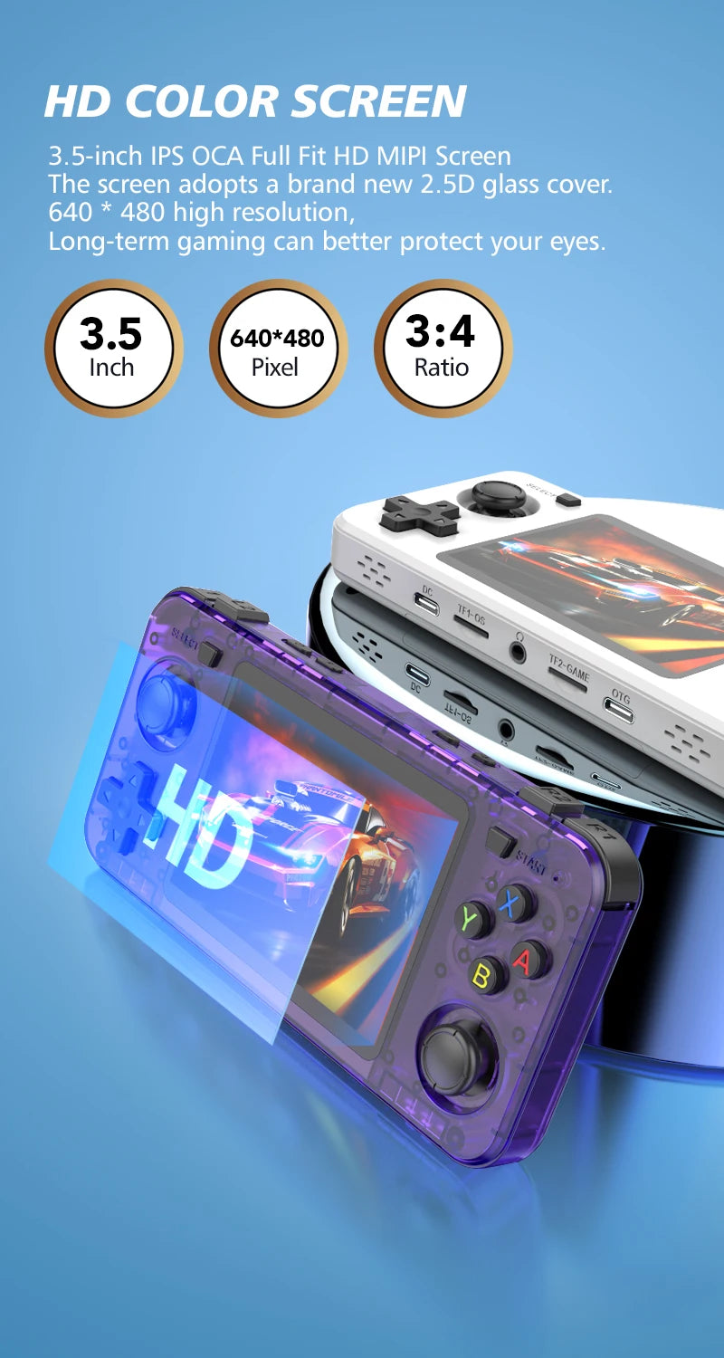 BOYHOM New R36H Retro Handheld Console Open-Source Linux System Classic Game Consoles 3.5 inch IPS Screen Portable Video Player.