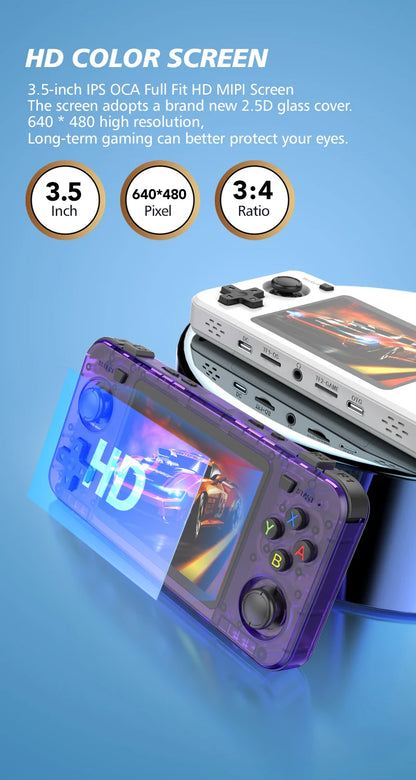 BOYHOM New R36H Retro Handheld Console Open-Source Linux System Classic Game Consoles 3.5 inch IPS Screen Portable Video Player.
