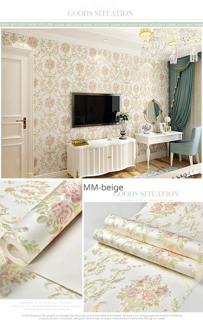 Blumentapete, selbstklebend, warm, für Mädchen, Schlafzimmer, 3D-Verdickung, Wanddekoration, Aufkleber, Wohnzimmer, Restaurant, Sofa, Hintergrund