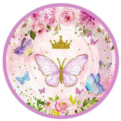 Schmetterling Geburtstag Party Dekoration Mädchen Einweg Geschirr Set Pappteller Tasse Ballon Tischdecke Schmetterling Thema Liefert.