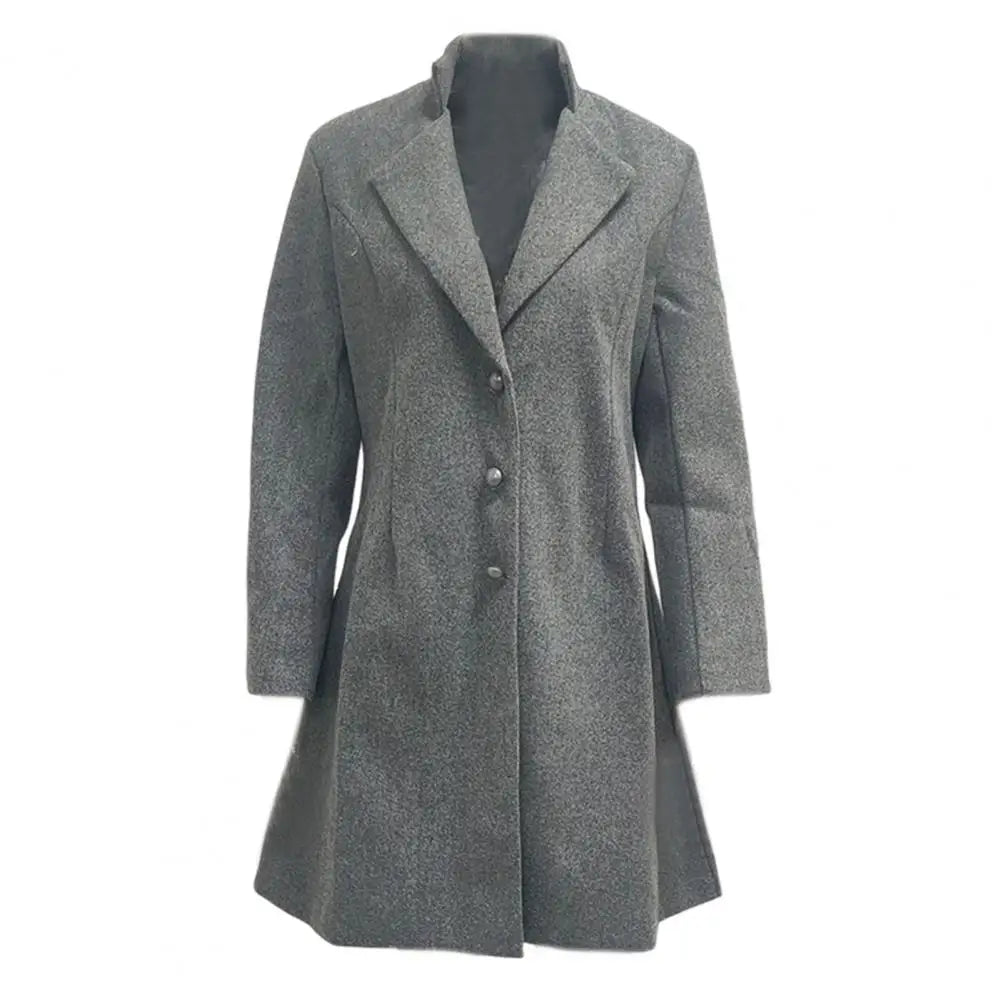 Langarmmantel, elegante Damen-Wolljacke mit Umlegekragen, schmale Passform, für Pendler, Verabredungen im Frühling, Herbst, Winter, Damen.
